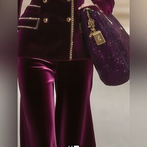 NWT PURPLE WINE VELVET PANTS-S-PANTS ONLY!
